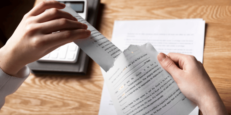 contrato sendo rasgado